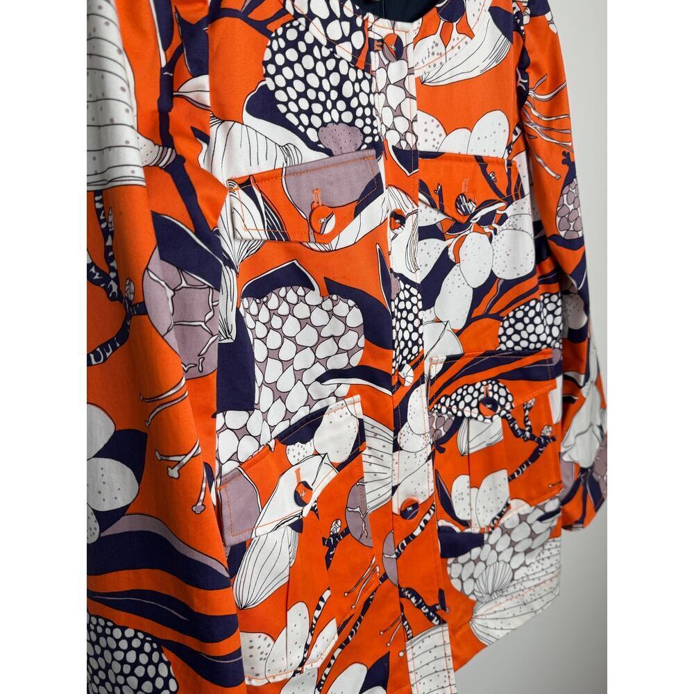 J. Crew Floral Long Sleeve Button Front Shirt Jacket White Orange Women's Size 6 - Picture 5 of 11